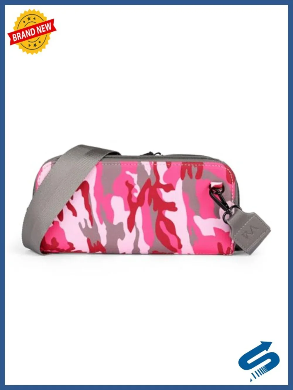 Convertible Crossbody Clutch Three-Compartment Purse Detachable Strap Neoprene
